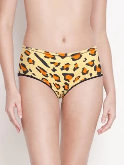 Susie Mustard Yellow Leopard Print Full Coverage Hipster Panty