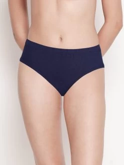 Susie Navy Blue Medium Coverage Solid Bikini Panty