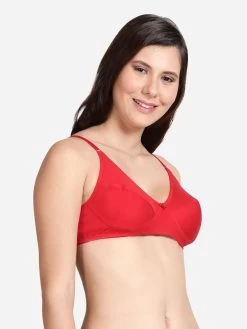 Shyle Red Non Padded Seamed Casual Bra 9 Shyle Red Non Padded Seamed Casual Bra -Shyaway 0017 efm002 red side 2
