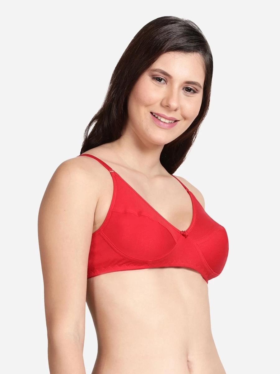 Shyle Red Non Padded Seamed Casual Bra 5 Shyle Red Non Padded Seamed Casual Bra - Image 3