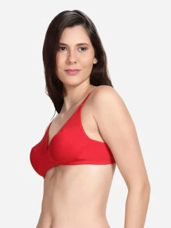Shyle Red Non Padded Seamed Casual Bra 10 Shyle Red Non Padded Seamed Casual Bra -Shyaway 0018 efm002 red side