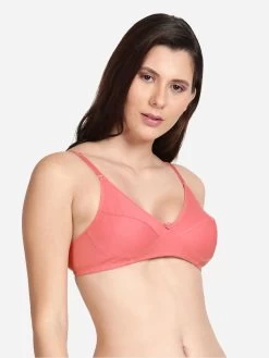 Shyle Pink Non Padded Seamed Casual Bra -Shyaway 0022 efm002 pink side 2