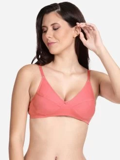 Shyle Pink Non Padded Seamed Casual Bra -Shyaway 0024 efm002 pink front