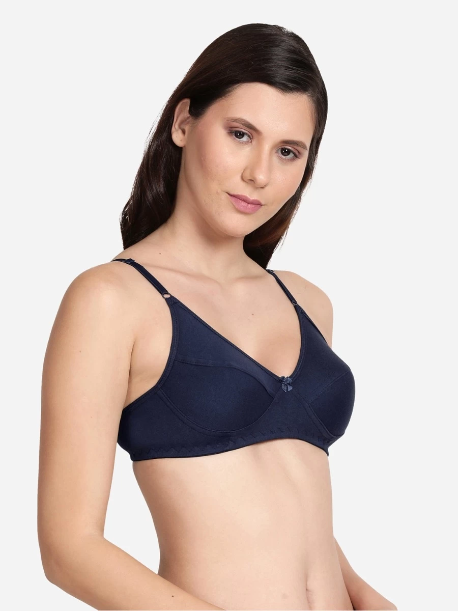 Shyle Navy Blue Non Padded Seamed Casual Bra 5 Shyle Navy Blue Non Padded Seamed Casual Bra - Image 3
