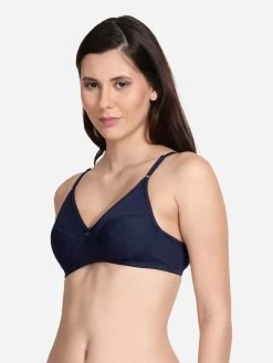 Shyle Navy Blue Non Padded Seamed Casual Bra 10 Shyle Navy Blue Non Padded Seamed Casual Bra -Shyaway 0028 efm002 navy side