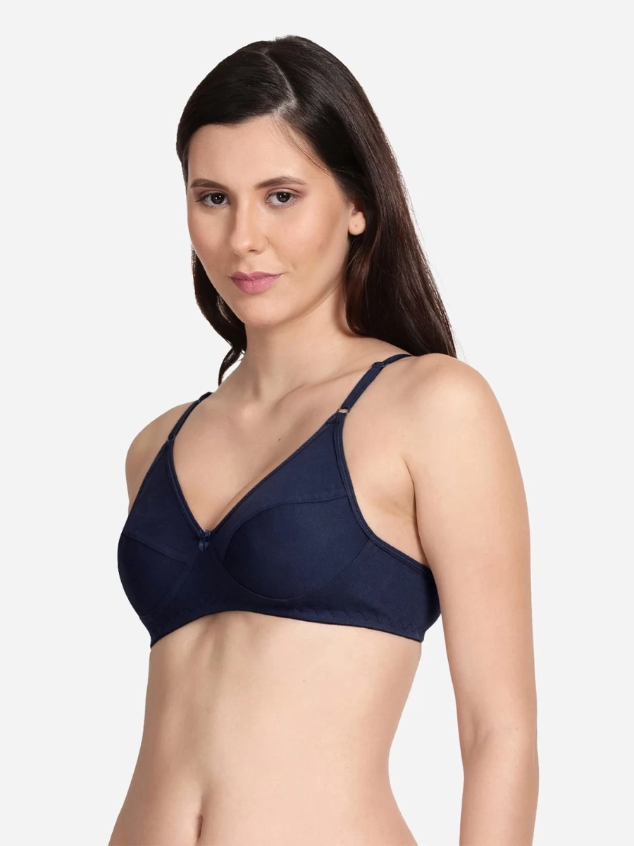 Shyle Navy Blue Non Padded Seamed Casual Bra 6 Shyle Navy Blue Non Padded Seamed Casual Bra - Image 4