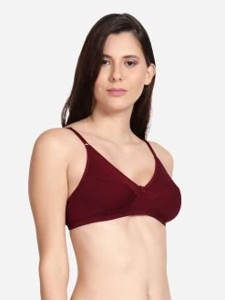 Shyle Maroon Non Padded Seamed Casual Bra -Shyaway 0032 efm002 maroon side 2
