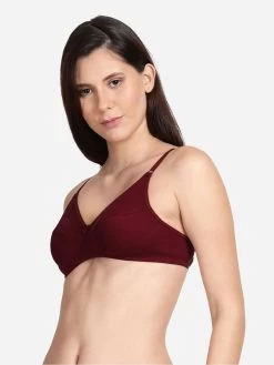 Shyle Maroon Non Padded Seamed Casual Bra -Shyaway 0033 efm002 maroon side