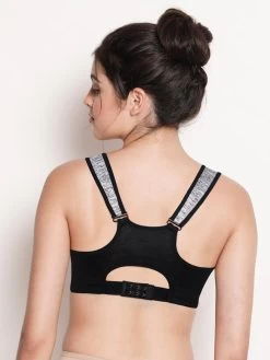 Shyle Grey Melange With Black Locking Front Zipper Racerback Sports Bra -Shyaway 1001 grey 02
