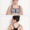 Shyle Grey Melange With Black Locking Front Zipper Racerback Sports Bra