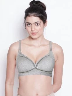 Shyle Grey Melange Scallop Tape Neckline Nursing Bra