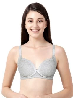 Shyle Grey Melange Nursing Bra With Jacquard Bra Strap