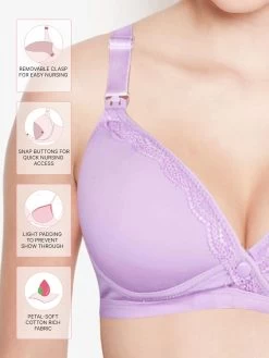 Shyle Lilac Wirefree Nursing Bra -Shyaway 1575 lilac fea