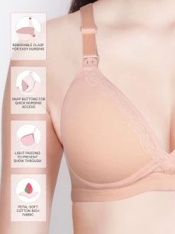 Shyle Pale Peach Wirefree Nursing Bra -Shyaway 1575 palepeach fea