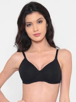 Laavian Black Padded Wirerfree Everyday Cotton Bra