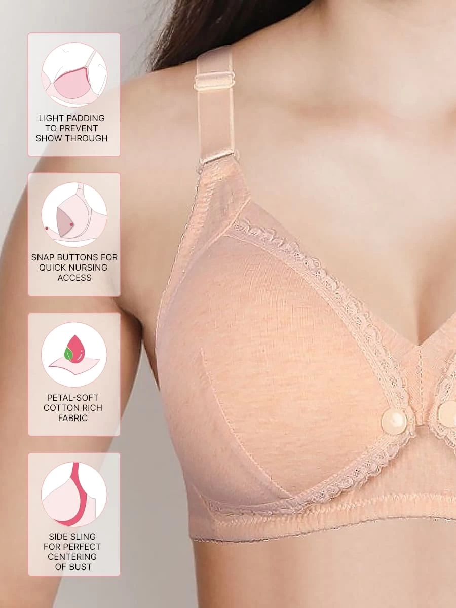 Shyle Orange Melange With Orange Lace Nursing Bra 4 Shyle Orange Melange With Orange Lace Nursing Bra - Image 2