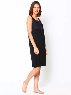 Shyle Black Lace Neckline Chemise Nightwear