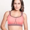 Shyle Light Neon Coral Stripe Underband Sports Bra With Y-Back