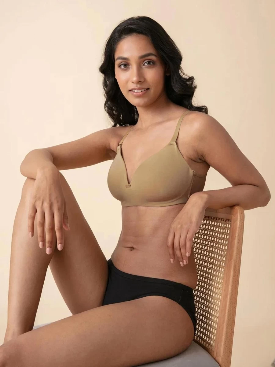 Nykaa Sand Skin Cotton Seamless Wirefree T Shirt Bra 4 Nykaa Sand Skin Cotton Seamless Wirefree T Shirt Bra - Image 2