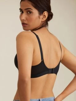 Nykaa Anthracite Black Cotton Seamless Wirefree T Shirt Bra -Shyaway 2 34