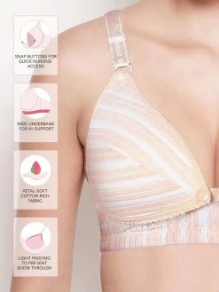 Shyle Light Peach Stripe Pattern Nursing Bra -Shyaway 3304 lightpeach fea