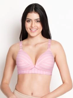 Shyle Light Pink Stripe Pattern Nursing Bra