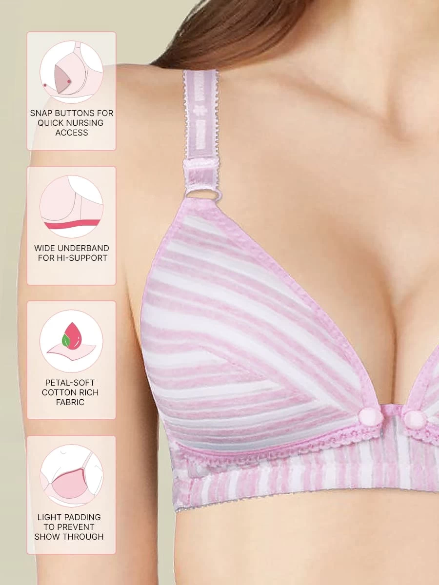 Shyle Lilac Stripe Pattern Nursing Bra 4 Shyle Lilac Stripe Pattern Nursing Bra - Image 2