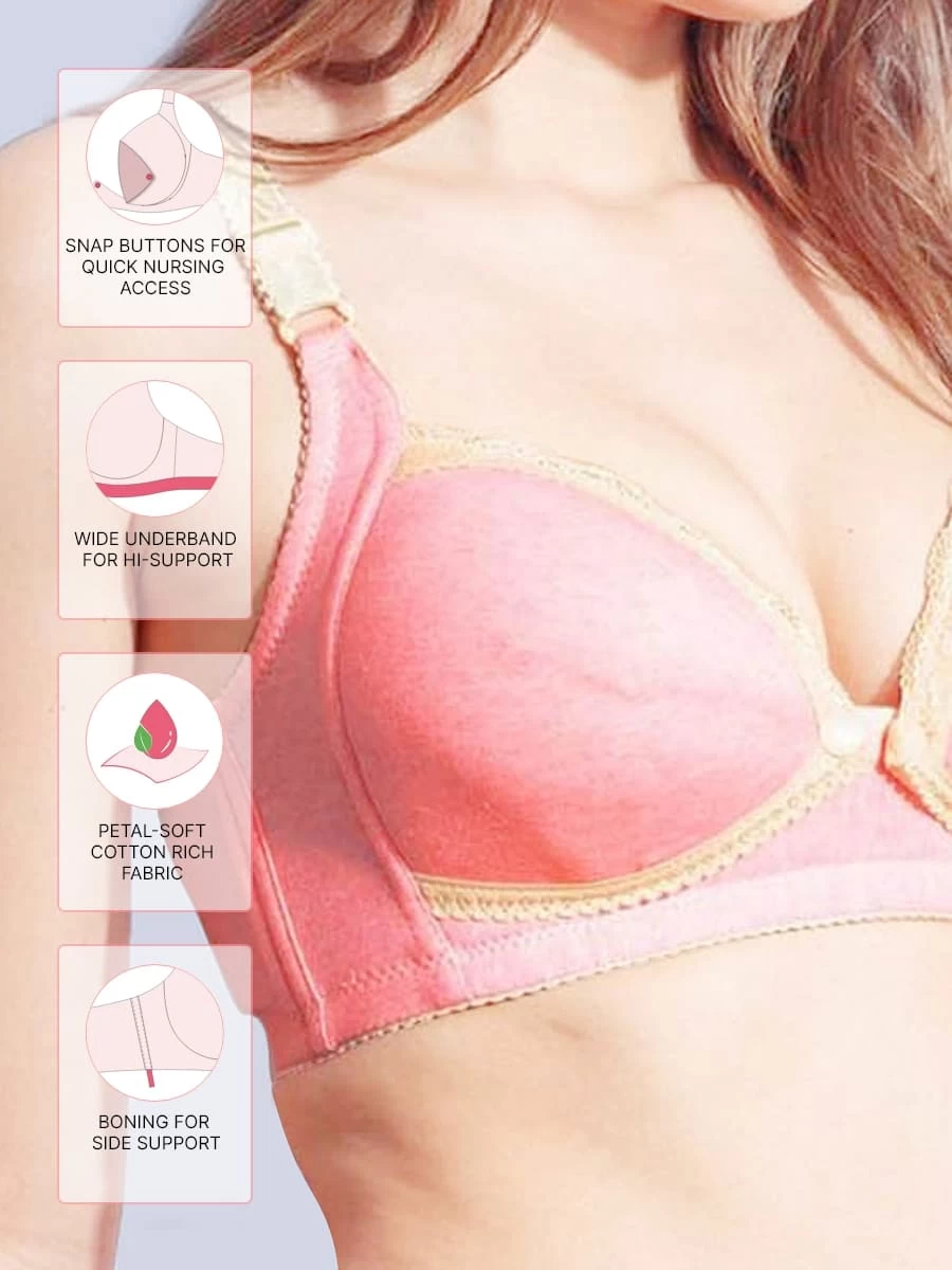Shyle Coral Melange Nursing Bra With Jacquard Straps 4 Shyle Coral Melange Nursing Bra With Jacquard Straps - Image 2
