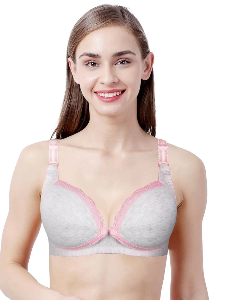 Shyle Grey Melange Nursing Bra With Jacquard Straps 3 Shyle Grey Melange Nursing Bra With Jacquard Straps