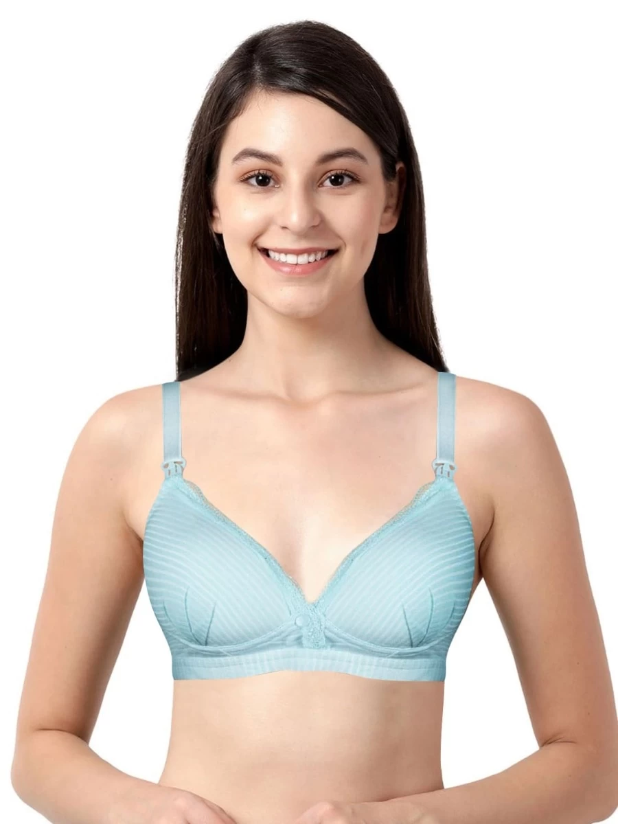 Shyle Baby Blue Stripe Nursing Bra With Ruched Cups 3 Shyle Baby Blue Stripe Nursing Bra With Ruched Cups