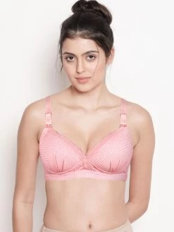 Shyle Pink Stripe Nursing Bra With Ruched Cups