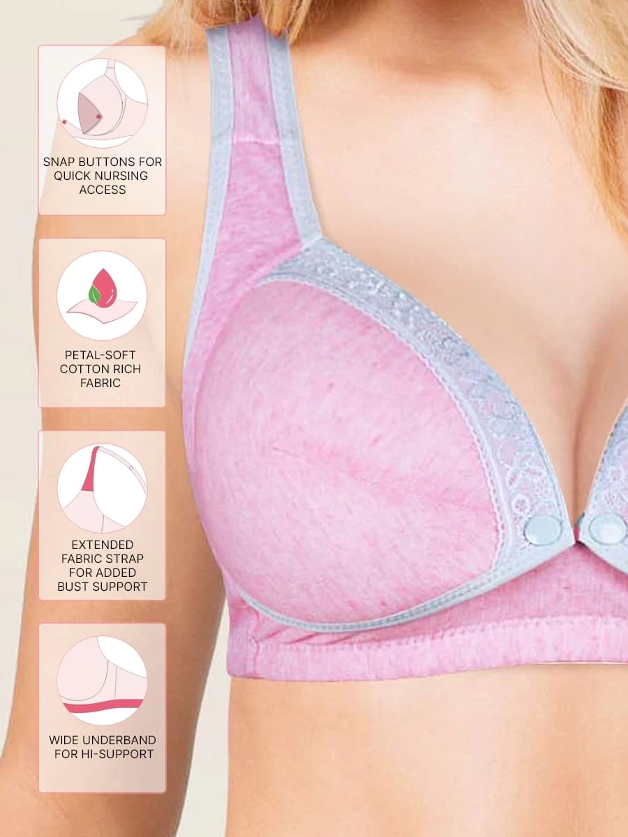 Shyle Pink Blue Melange Nursing Bra 4 Shyle Pink Blue Melange Nursing Bra - Image 2