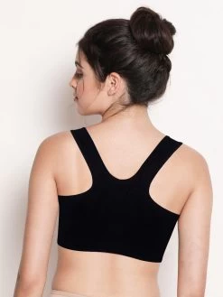 Shyle BlackBeauty Padded RacerBack Zipper Sports Bra -Shyaway 3719 black 02