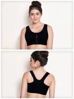 Shyle BlackBeauty Padded RacerBack Zipper Sports Bra