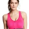 Shyle Pink Melange Padded RacerBack Zipper Sports Bra
