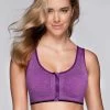 Shyle Purple Melange Padded RacerBack Zipper Sports Bra -Shyaway 3719 purplemelange front