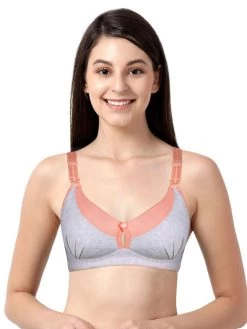 Shyle Grey Peach Ruched Cup Nursing Bra