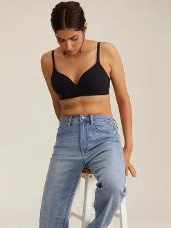 Nykaa Anthracite Black Cotton Seamless Wirefree T Shirt Bra -Shyaway 4 27