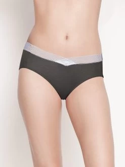 Shyle Ash Grey Lace Criss Cross Waistband Maternity Bikini Panty