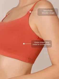 Nykaa Carrot Orange Full Coverage Easy Breezy Slip On Cami Bra -Shyaway 5 16