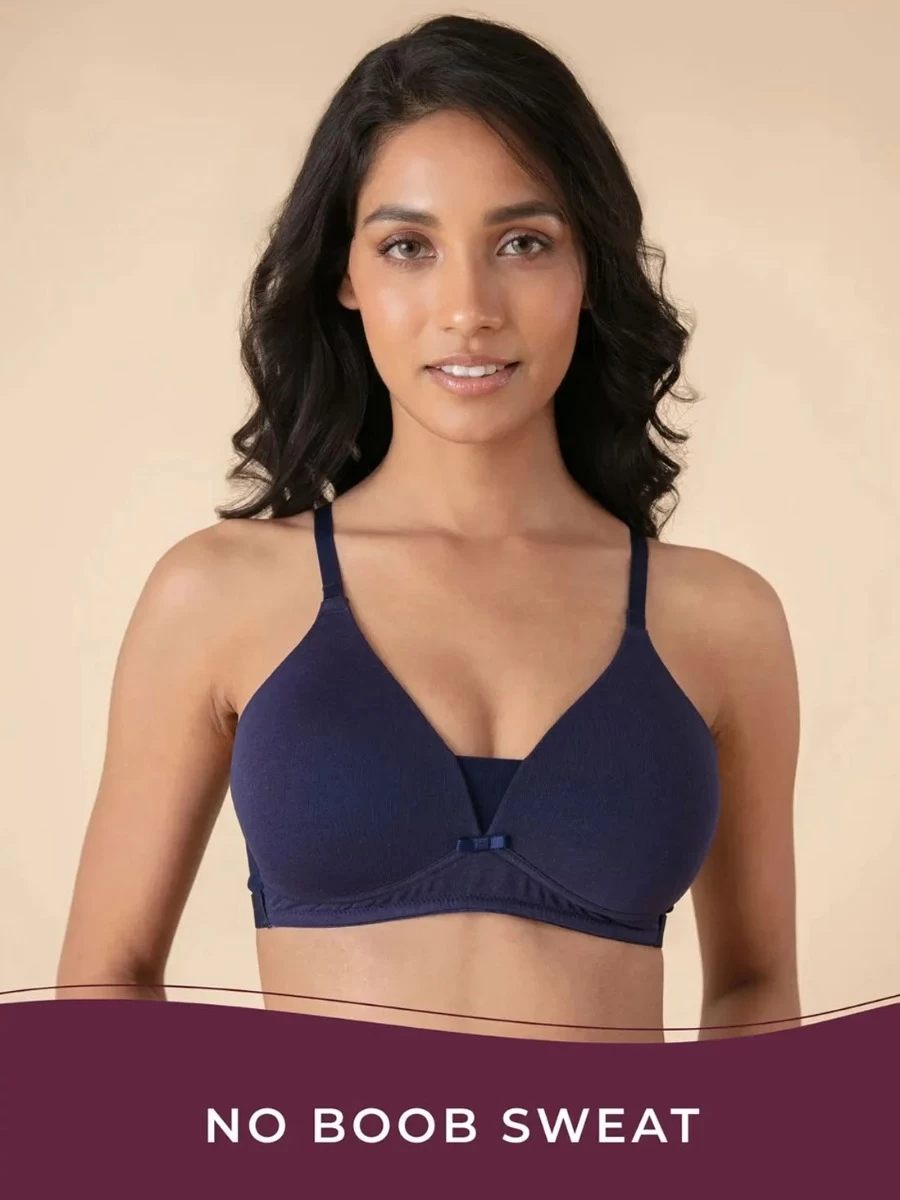 Nykaa Navy Blue Wirefree Triangle Breathe T Shirt Bra 3 Nykaa Navy Blue Wirefree Triangle Breathe T Shirt Bra