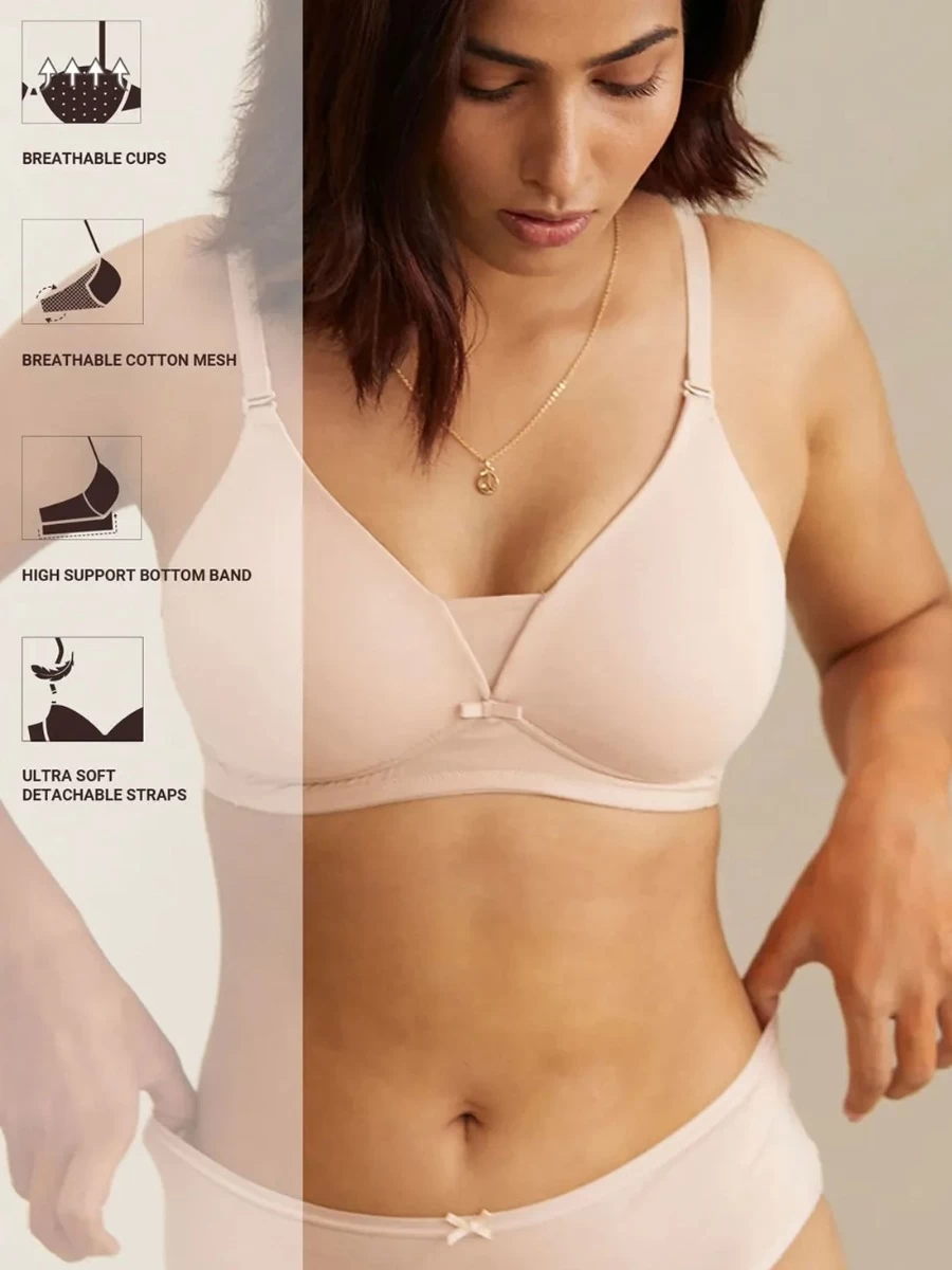Nykaa Cameo Rose Wirefree Triangle Breathe T Shirt Bra 4 Nykaa Cameo Rose Wirefree Triangle Breathe T Shirt Bra - Image 2