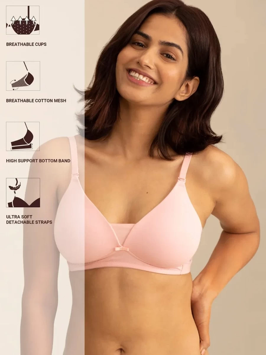 Nykaa Coral Blush Wirefree Triangle Breathe T Shirt Bra 4 Nykaa Coral Blush Wirefree Triangle Breathe T Shirt Bra - Image 2