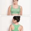 Shyle Green Melange Soft Racerback Sports Bra With Removable Padding
