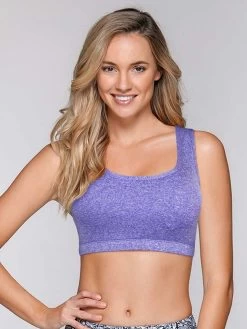 Shyle Purple Melange Soft Racerback Sports Bra With Removable Padding