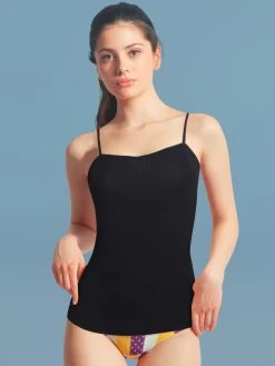 Shyle Black V Neck Basic Ribbed Camisole