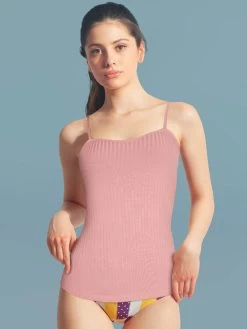 Shyle Mauve V Neck Basic Ribbed Camisole