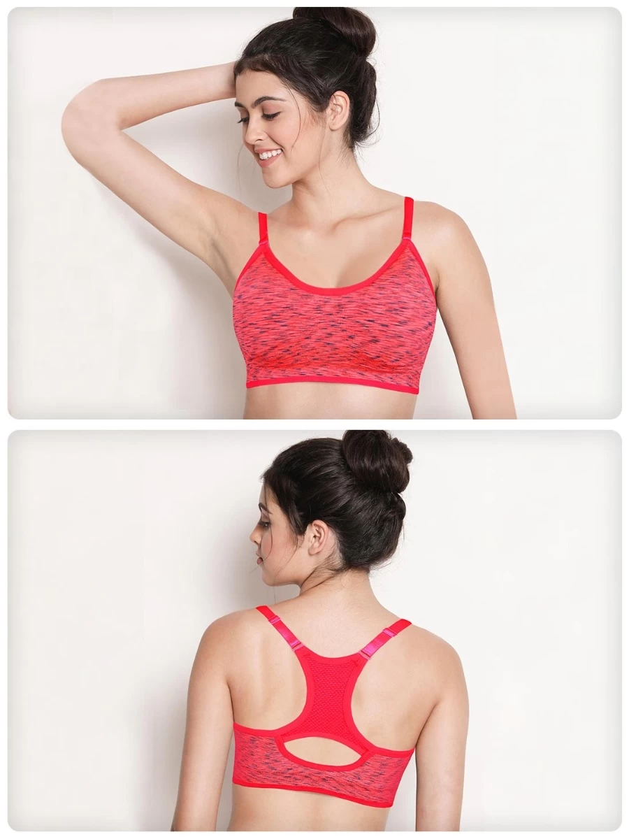 Shyle Neon Orange And Neon Pink Chaotic Stripe Adjustable Racerback Sports Bra 3 Shyle Neon Orange And Neon Pink Chaotic Stripe Adjustable Racerback Sports Bra