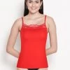 Shyle Red Lace Neck Soft Modal Camisole
