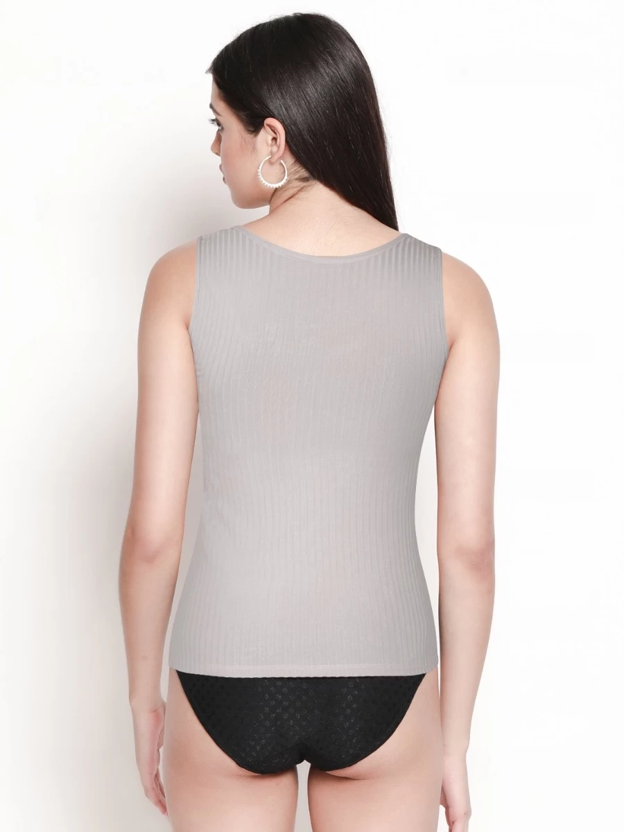 Shyle Grey Broad Strap Basic Ribbed Camisole 4 Shyle Grey Broad Strap Basic Ribbed Camisole - Image 2